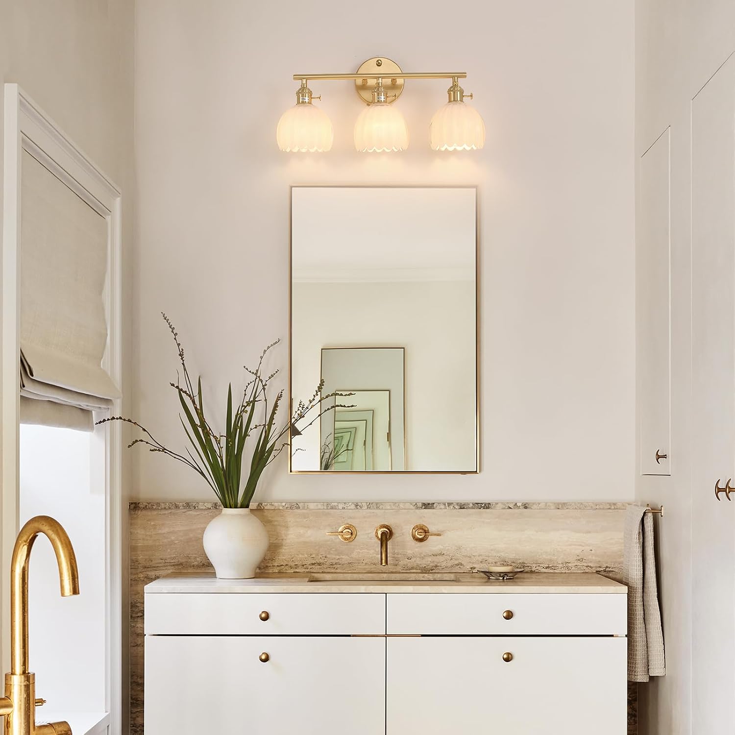 3-Light Tulip Glass Vanity Light