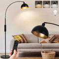 Dimmable Black Arc Floor Lamp with Remote