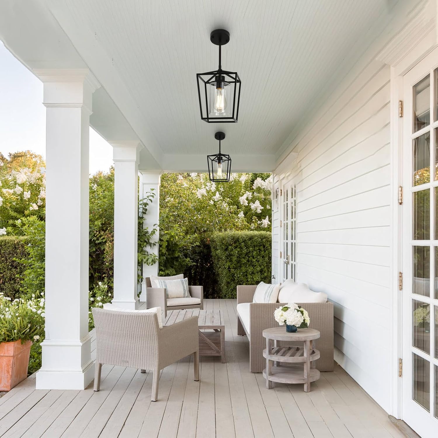 2-Pack Black Cage Pendant Lights