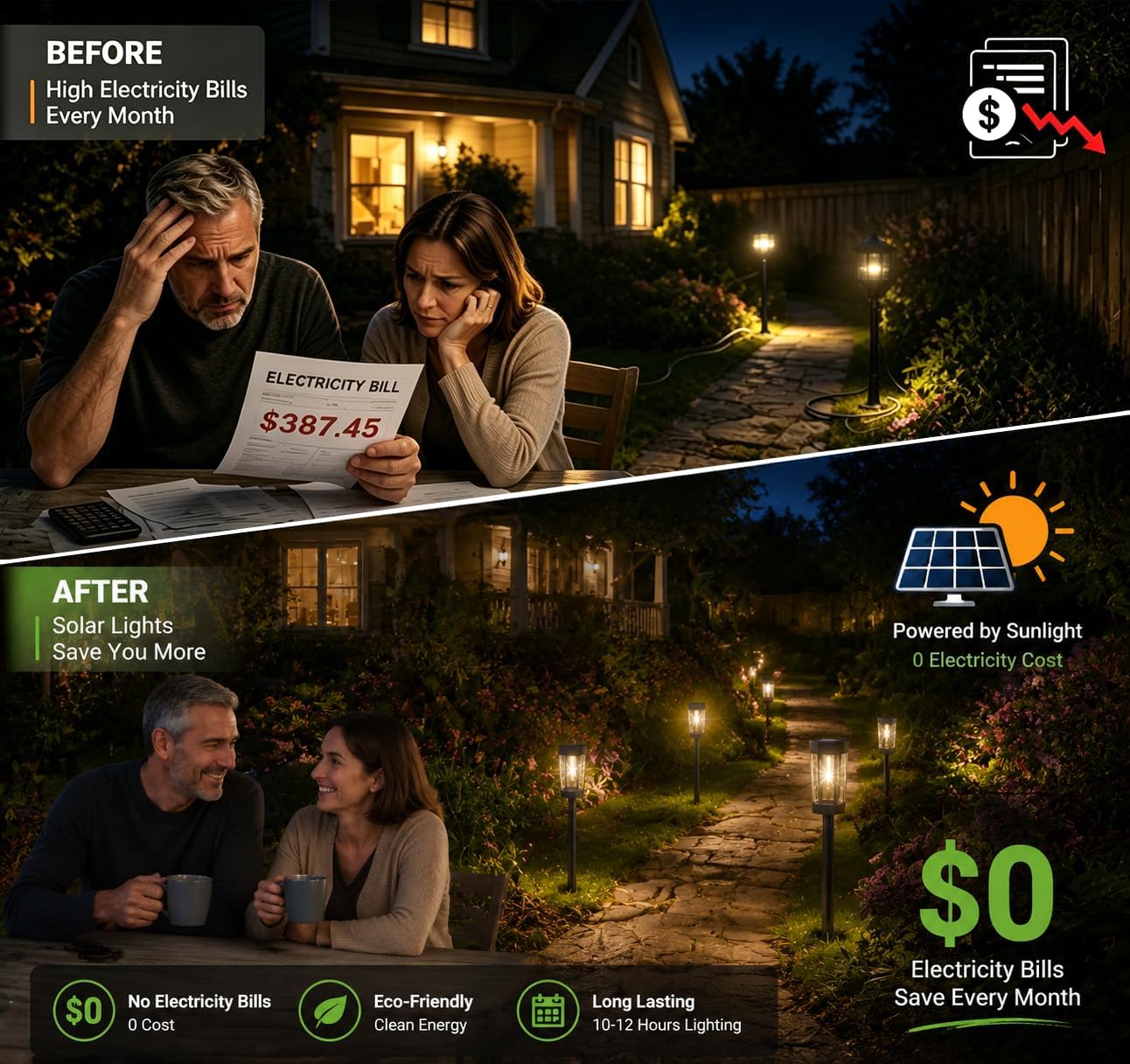 8 Pack Waterproof Solar Path Lights