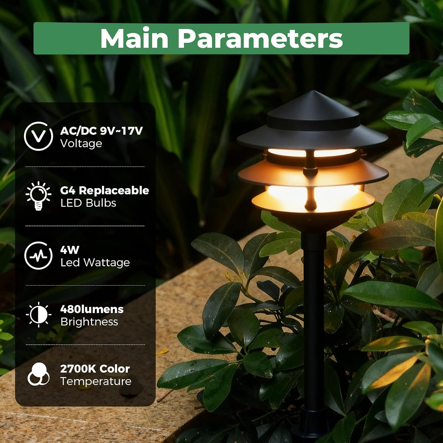 12 Pack Pagoda Low Voltage Path Lights
