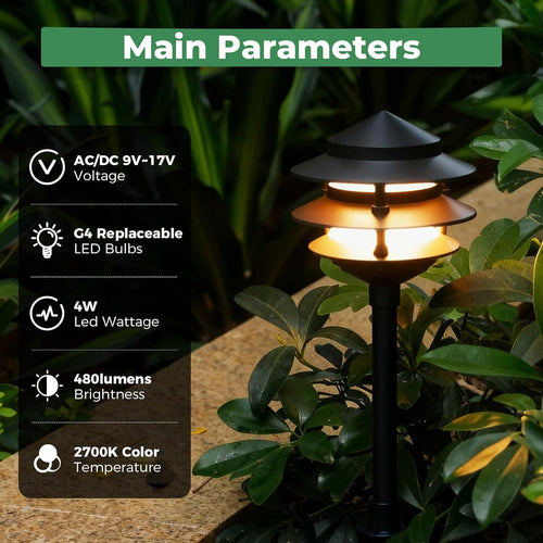12 Pack Pagoda Low Voltage Path Lights