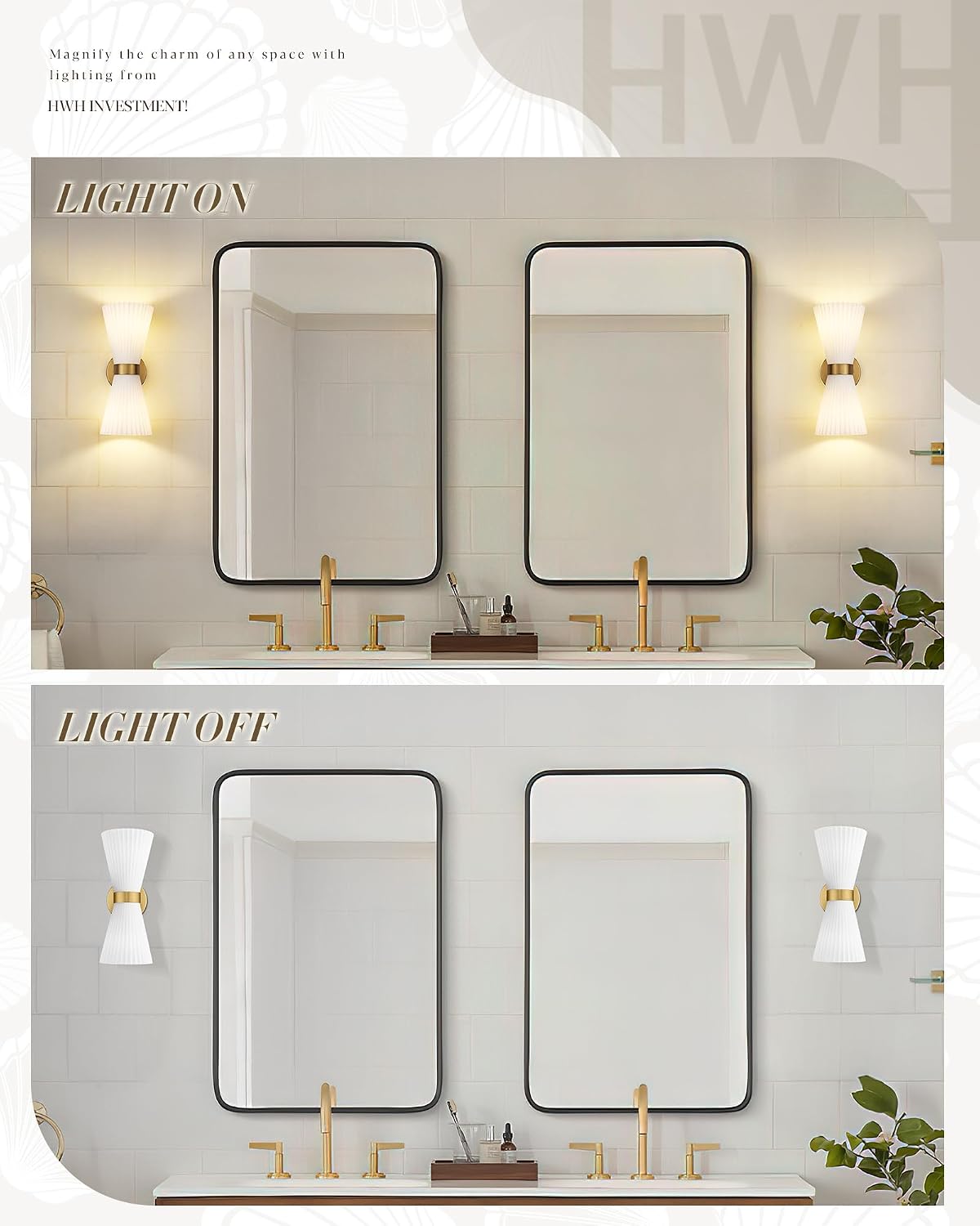 2-Pack Gold Striped Glass Sconces