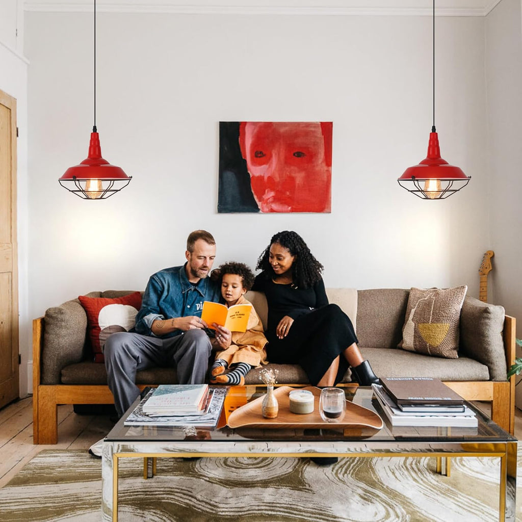 3-Pack Red Farmhouse Pendant Lights