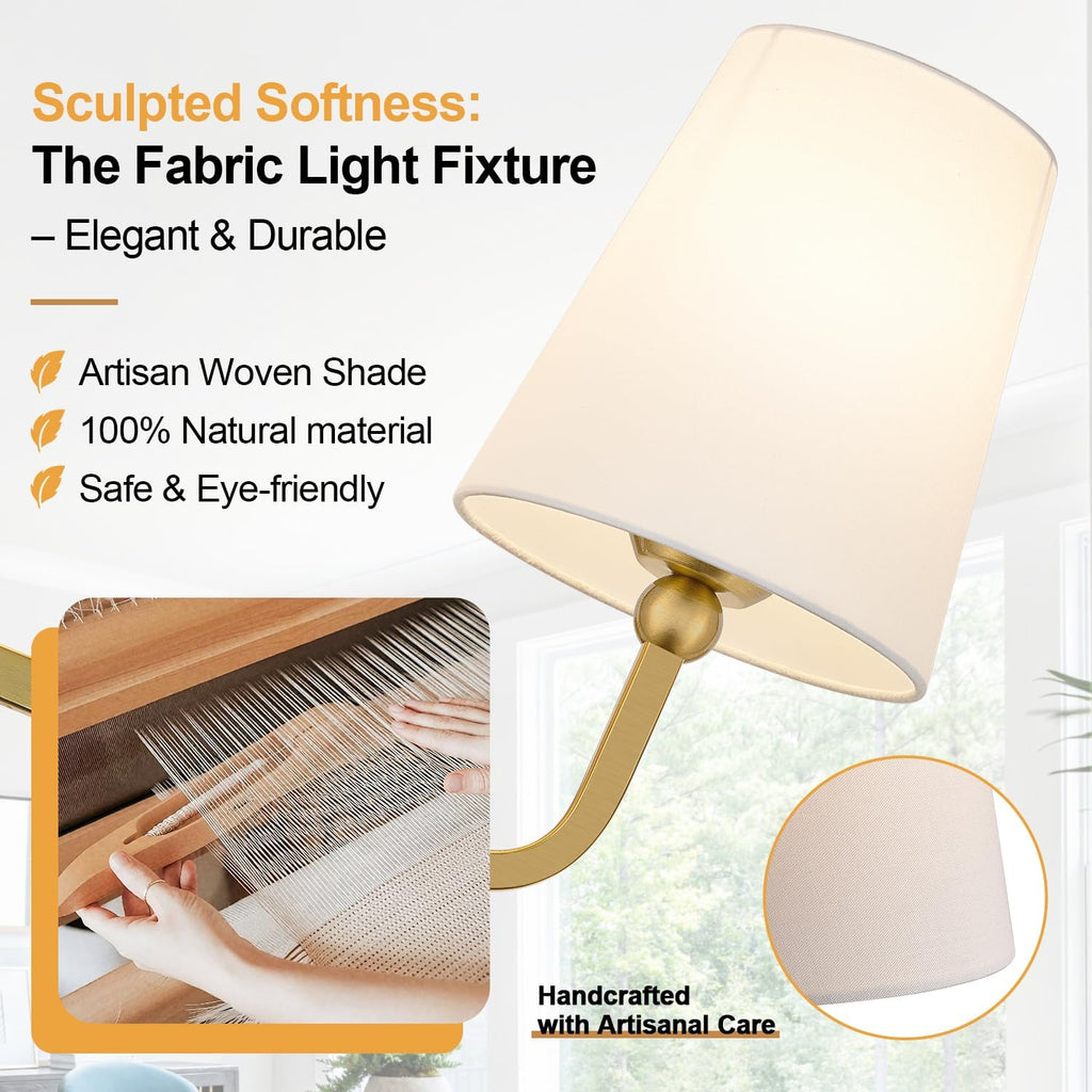 Gold Fabric 3-Light Vanity Sconce