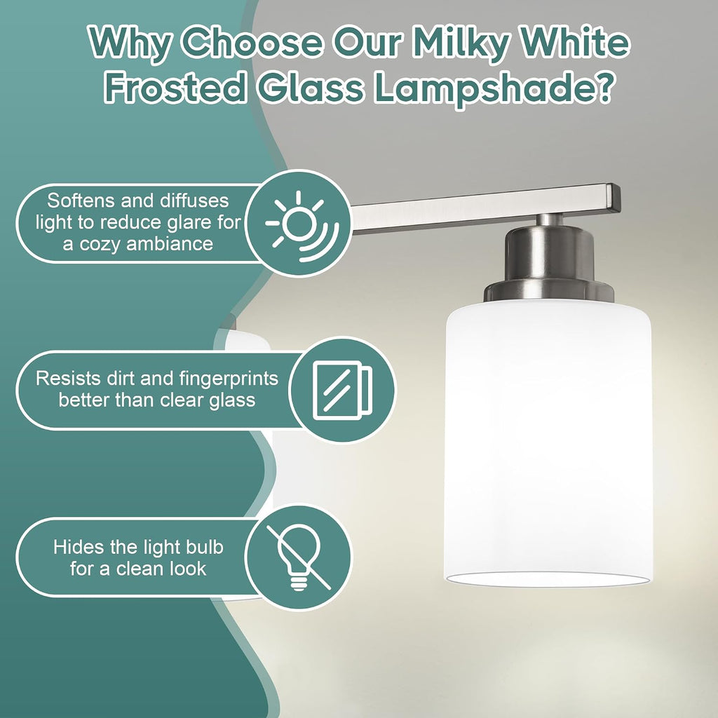 4-Light Nickel Frosted Glass Vanity Light