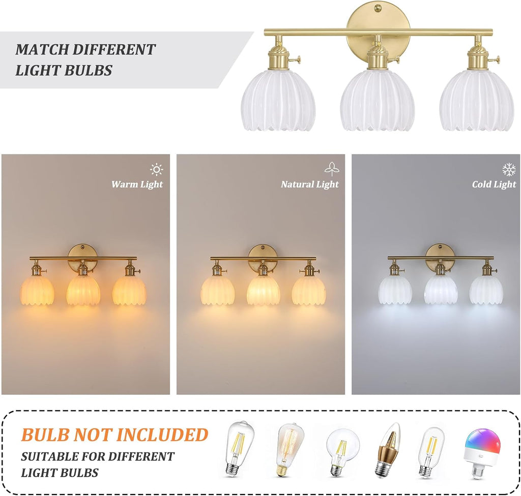 3-Light Tulip Glass Vanity Light