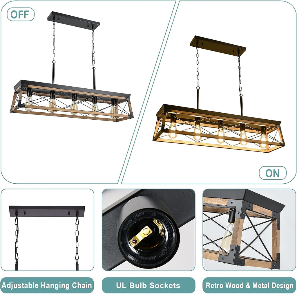 Farmhouse Linear Wood Chandelier