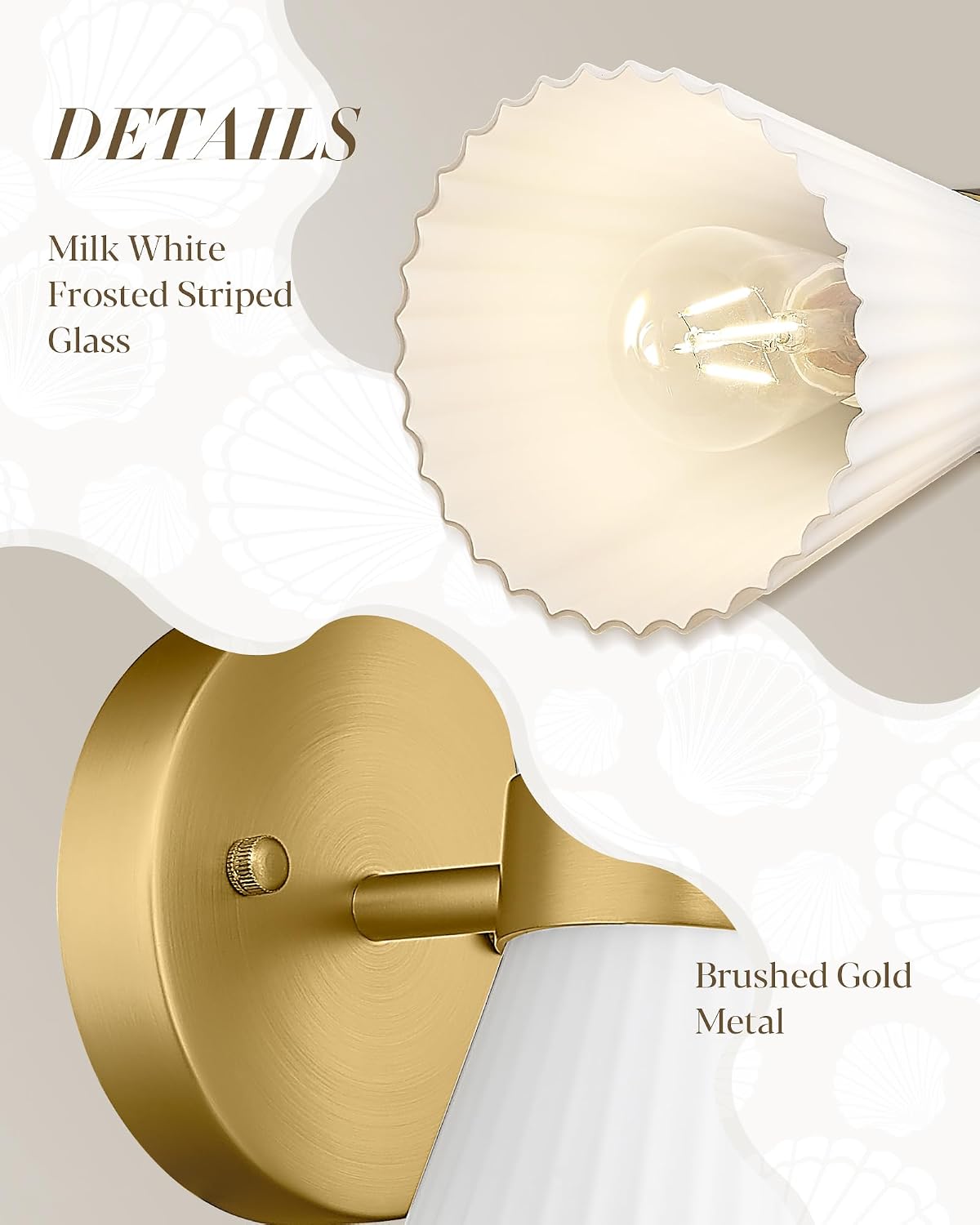 2-Pack Gold Striped Glass Sconces