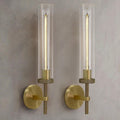 2-Pack Knurled Brass Tube Glass Sconces