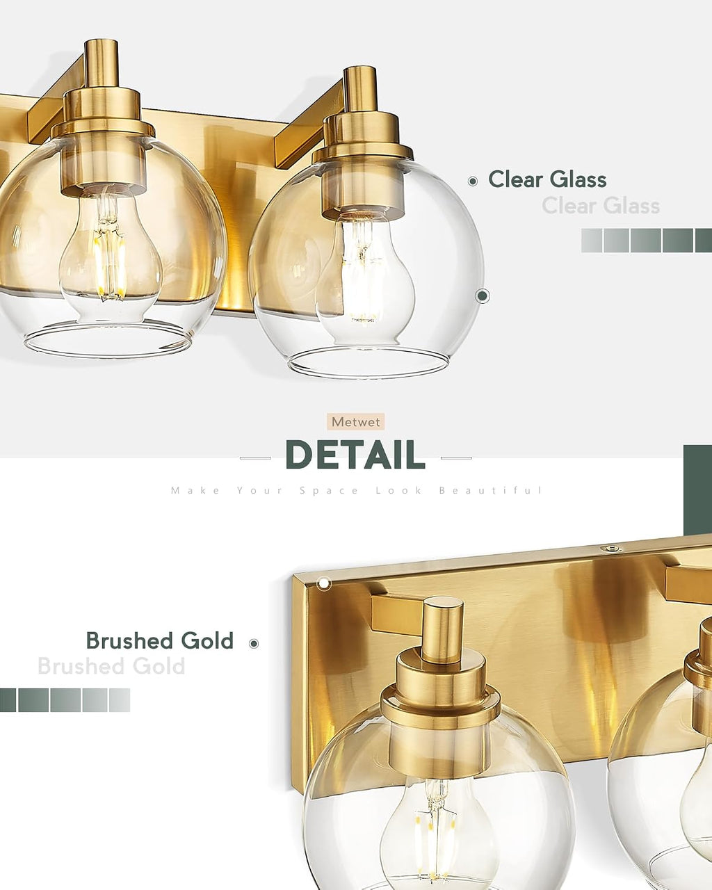 3-Light Gold Globe Vanity Light