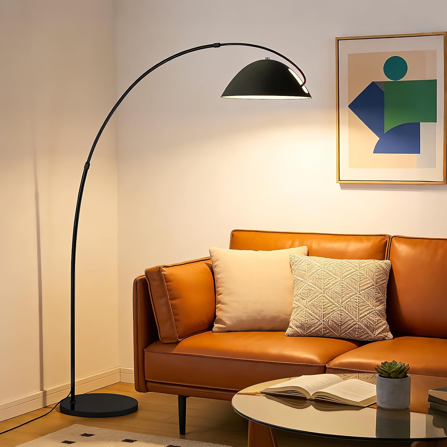 72" Black Dimmable LED Arc Floor Lamp with Remote