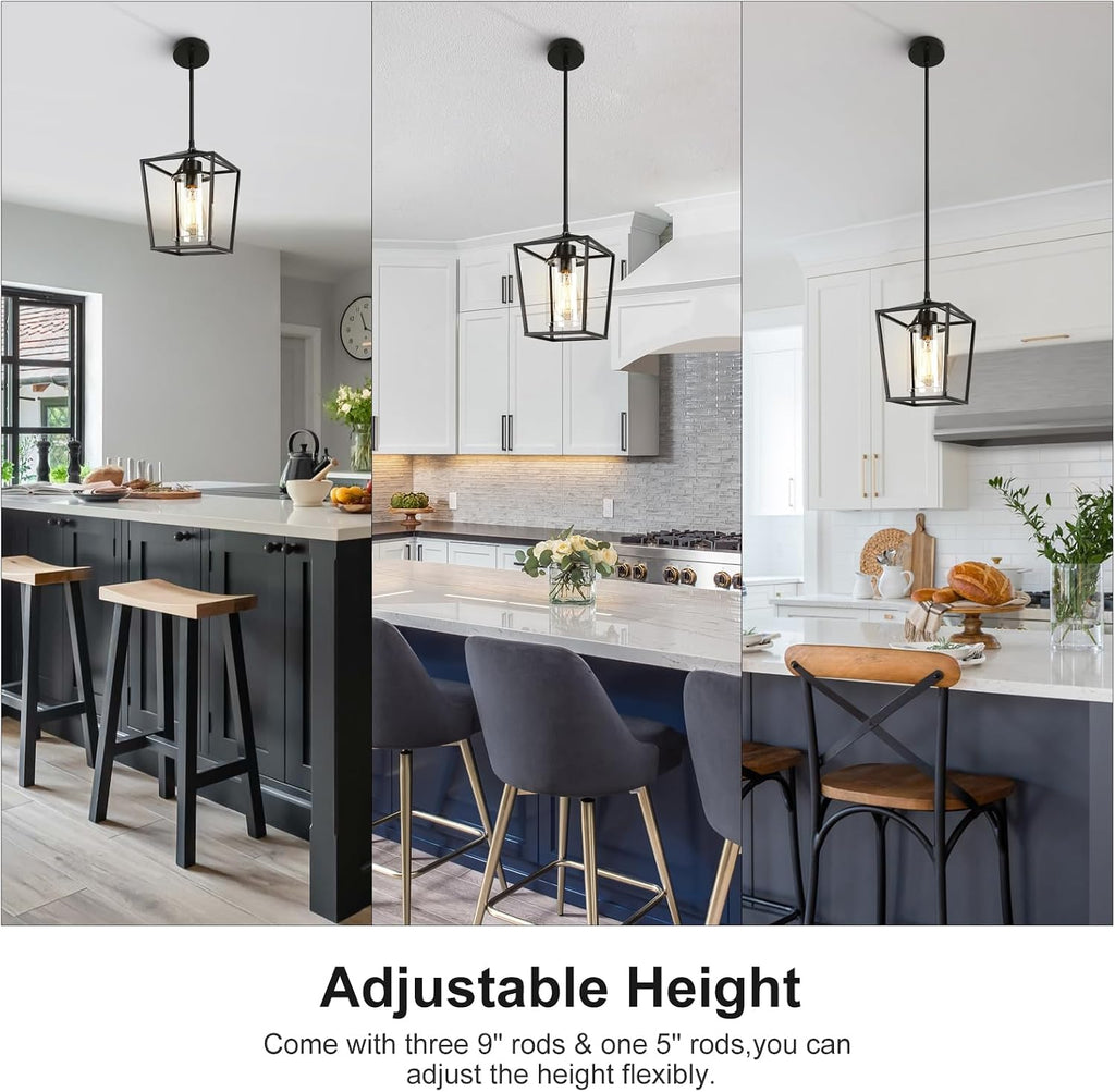 2-Pack Black Cage Pendant Lights