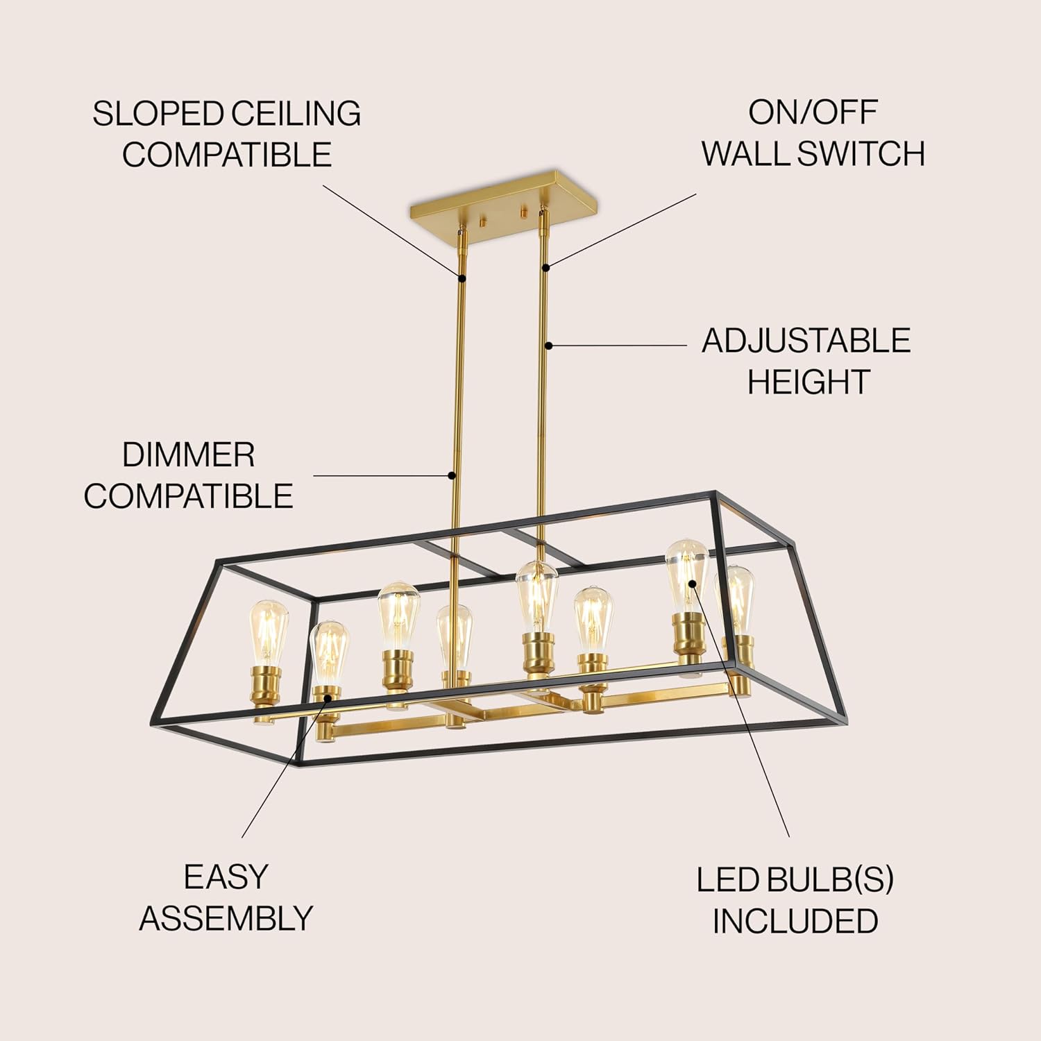 8-Light Cage Kitchen Island Pendant