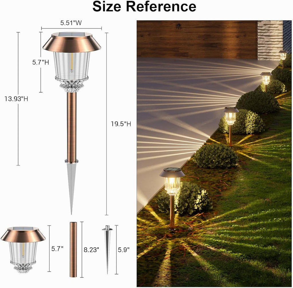 6 Pack Waterproof Solar Pathway Lights