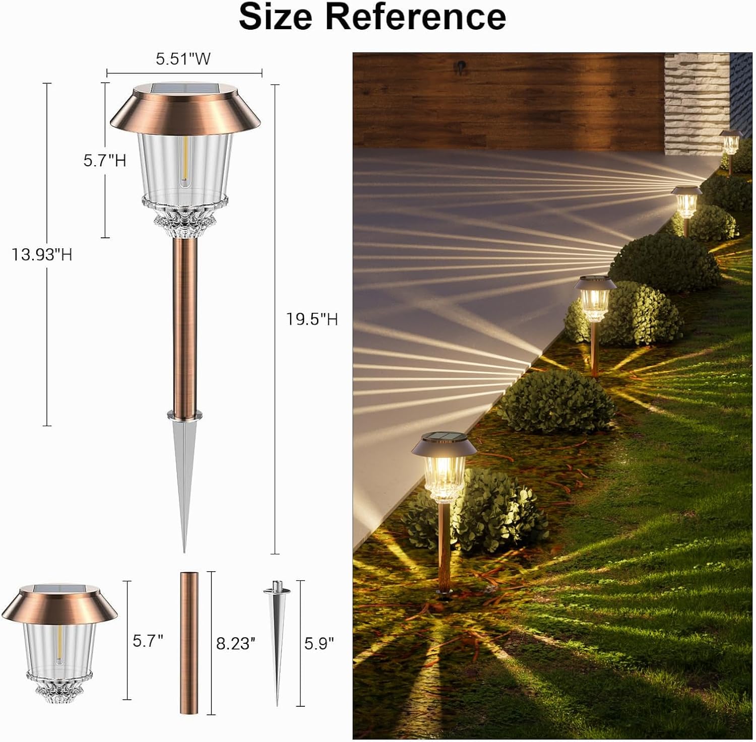 6 Pack Waterproof Solar Pathway Lights