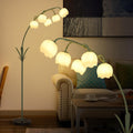 Green Floral Arc Floor Lamp with Acrylic Shade