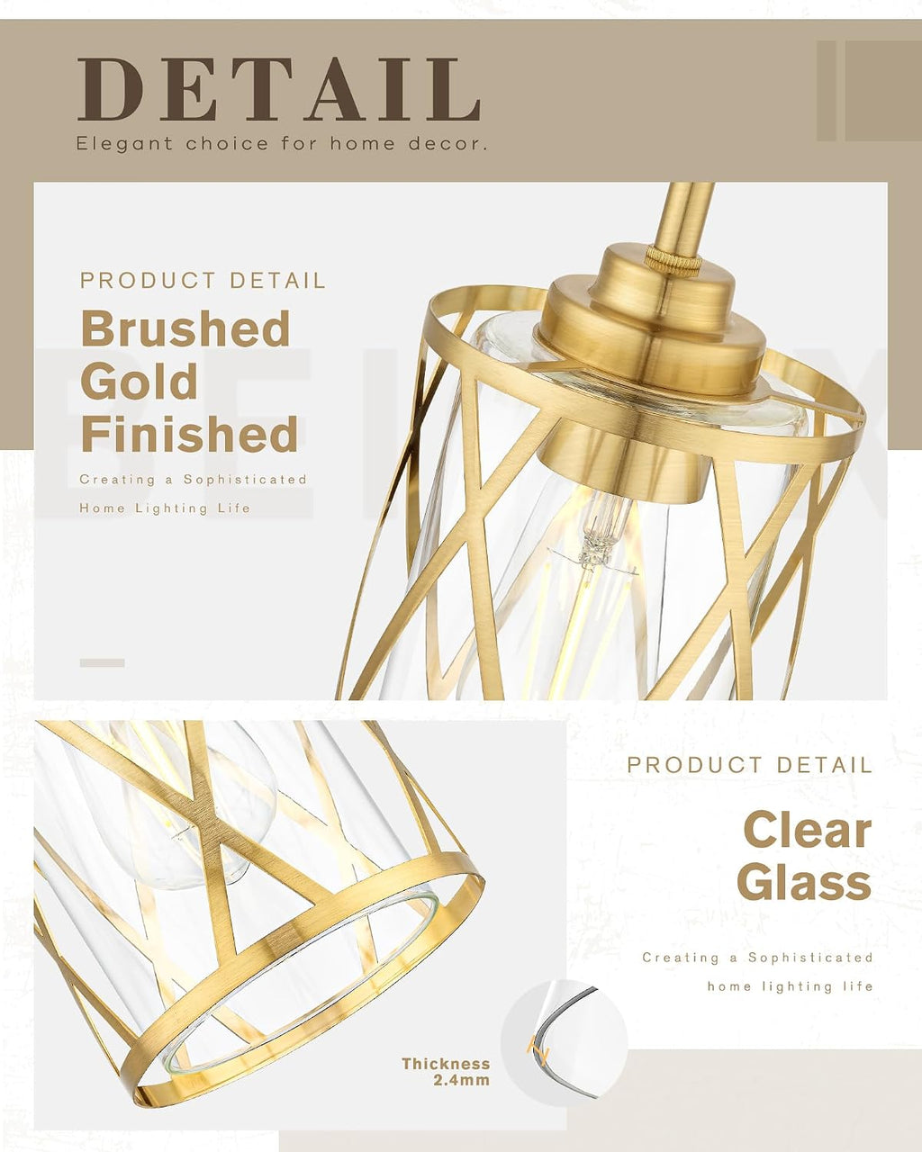 2-Pack Gold Cage Pendant Lights