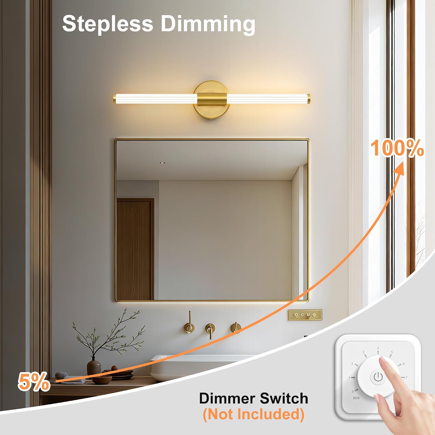 Dimmable Gold LED Vanity Light Bar