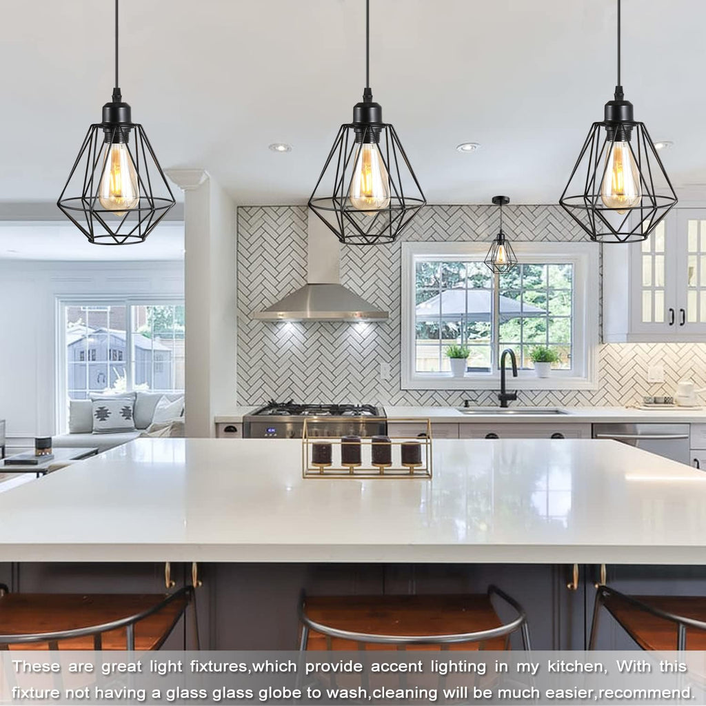 2-Pack Black Cage Pendant Lights