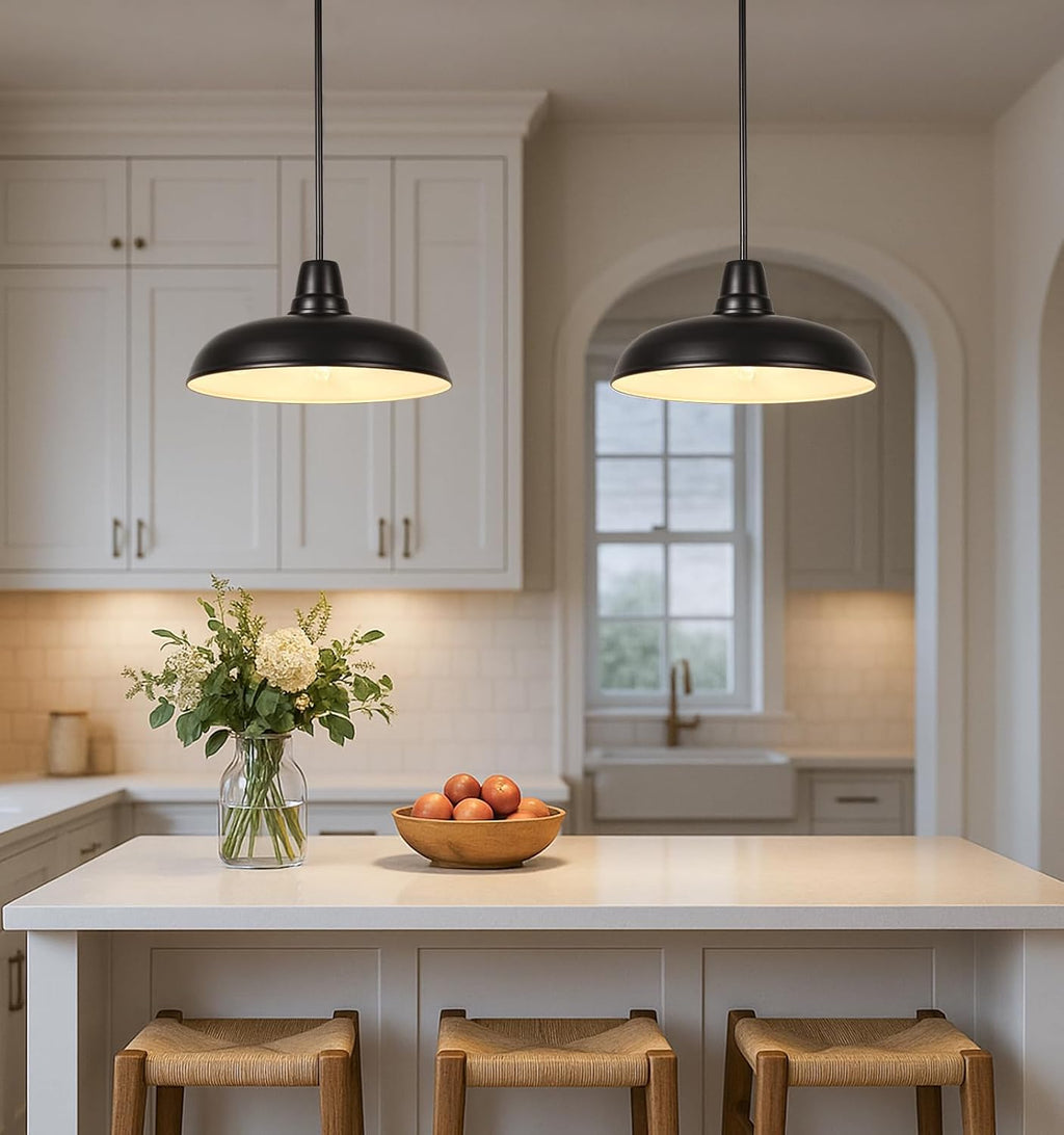 23" Black Dome Pendant Light