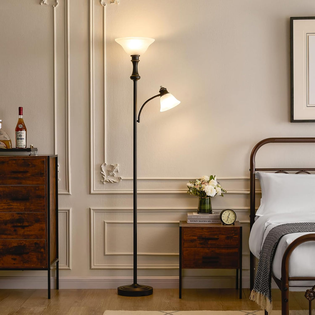 Black Adjustable Arc Torchiere Lamp