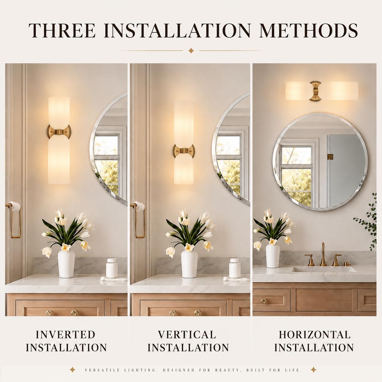 2-Pack Gold Milk Glass Sconces