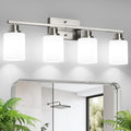 4-Light Nickel Frosted Glass Vanity Light