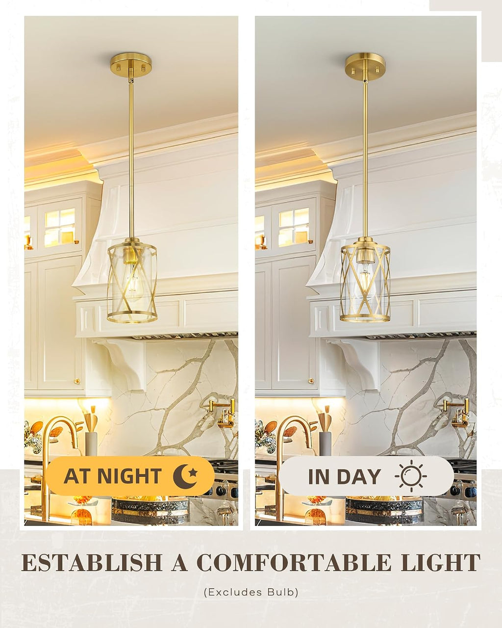 2-Pack Gold Cage Pendant Lights
