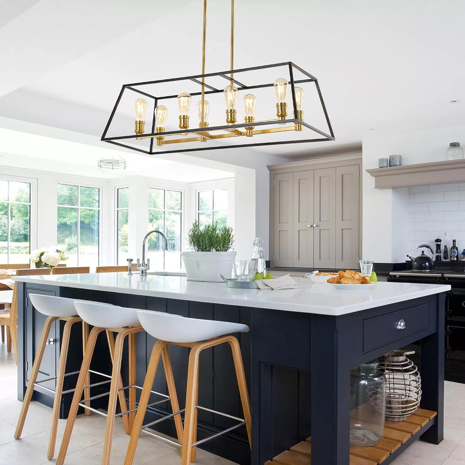 8-Light Cage Kitchen Island Pendant