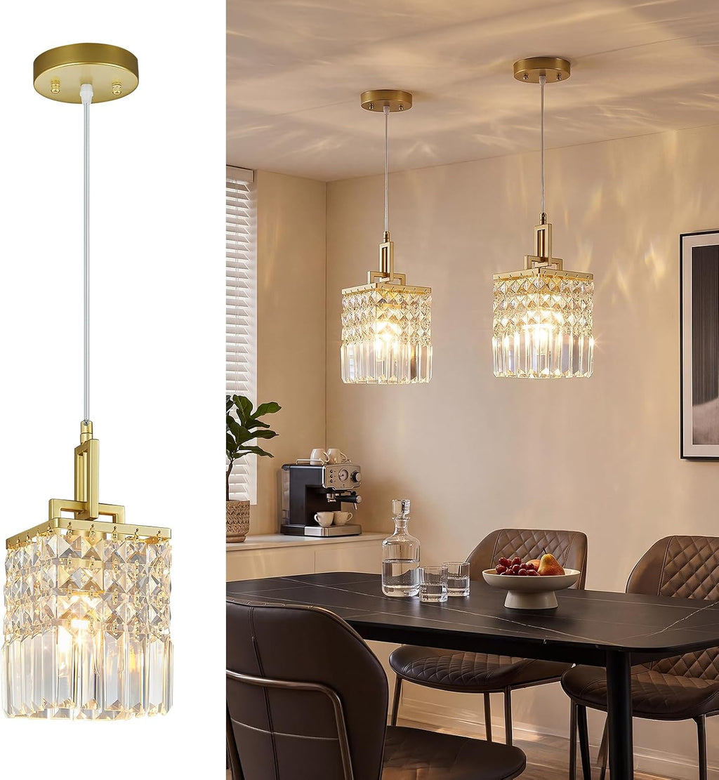 2-Pack Gold Crystal Pendant Lights