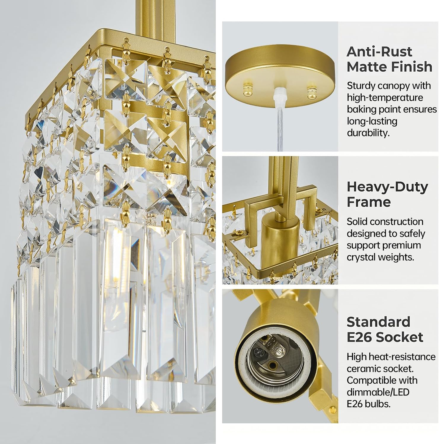 2-Pack Gold Crystal Pendant Lights