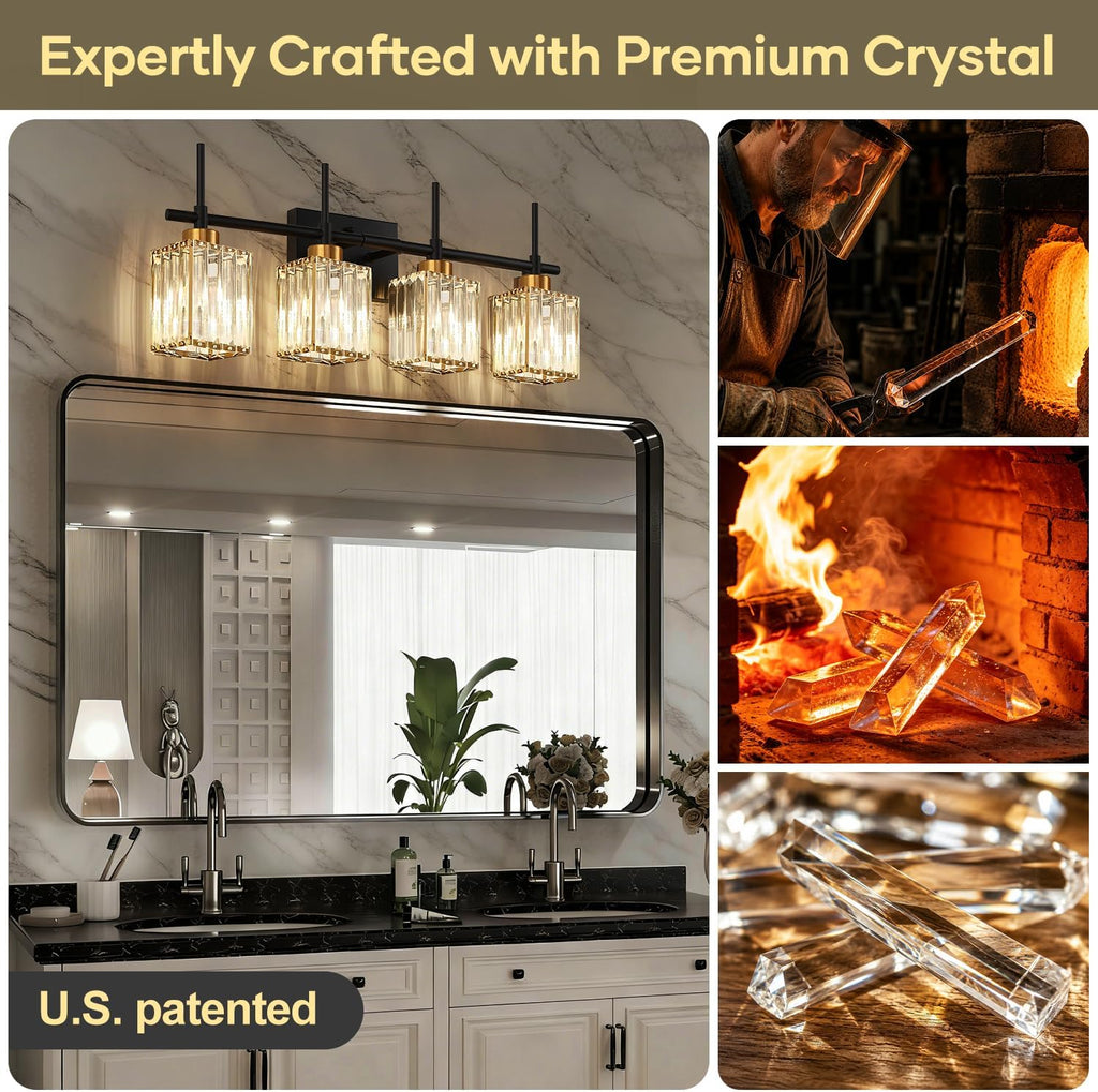 4-Light Gold Crystal Vanity Light