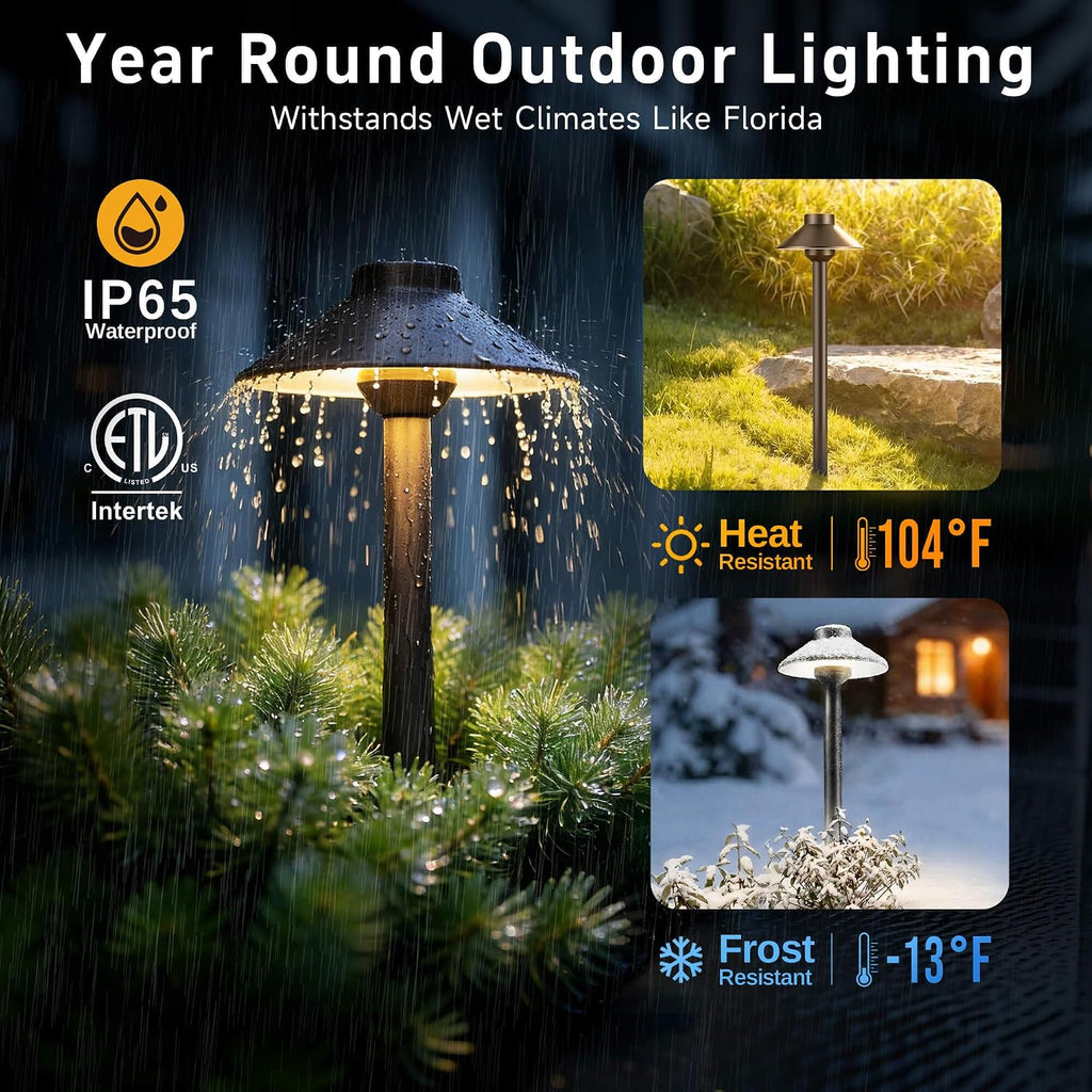 6 Pack Brass Low Voltage Path Lights