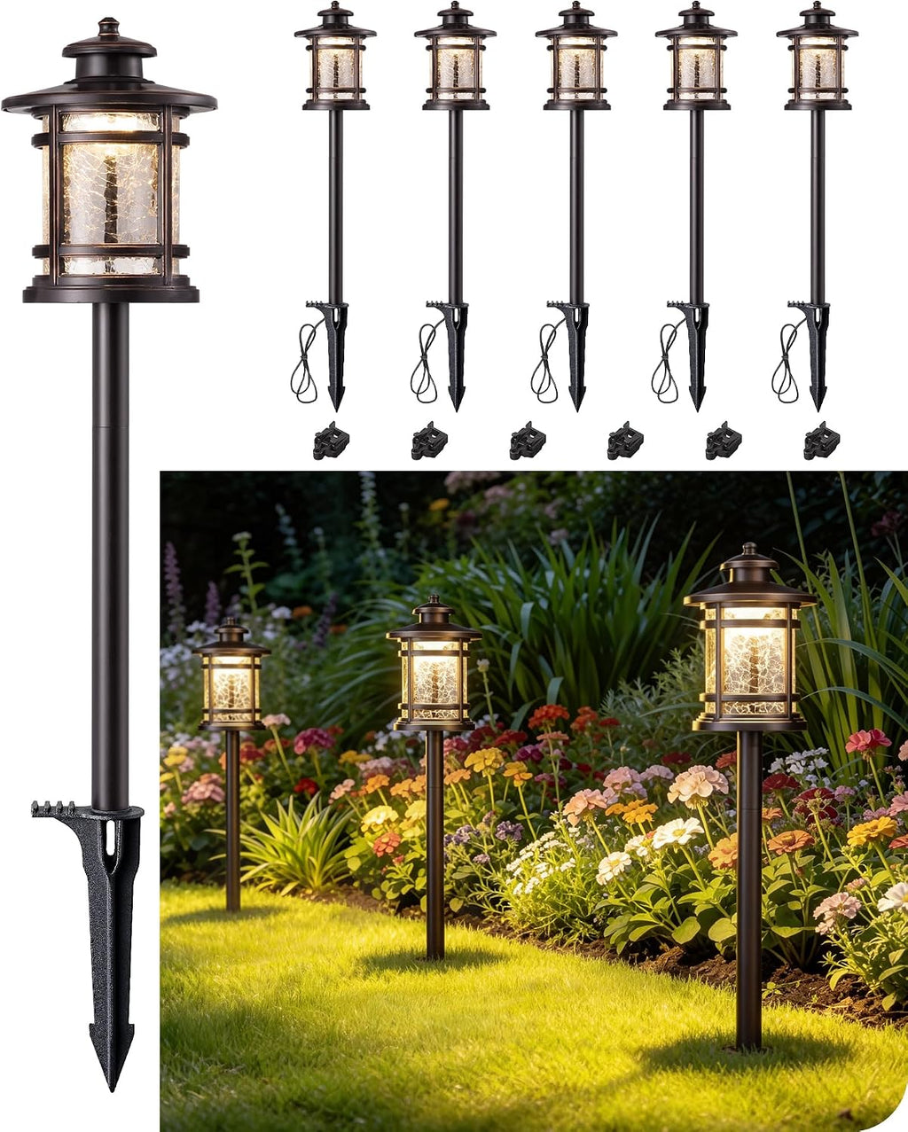 6 Pack Low Voltage LED Path Lights