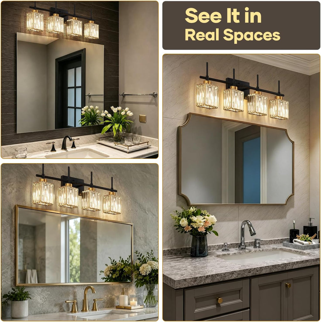 4-Light Gold Crystal Vanity Light