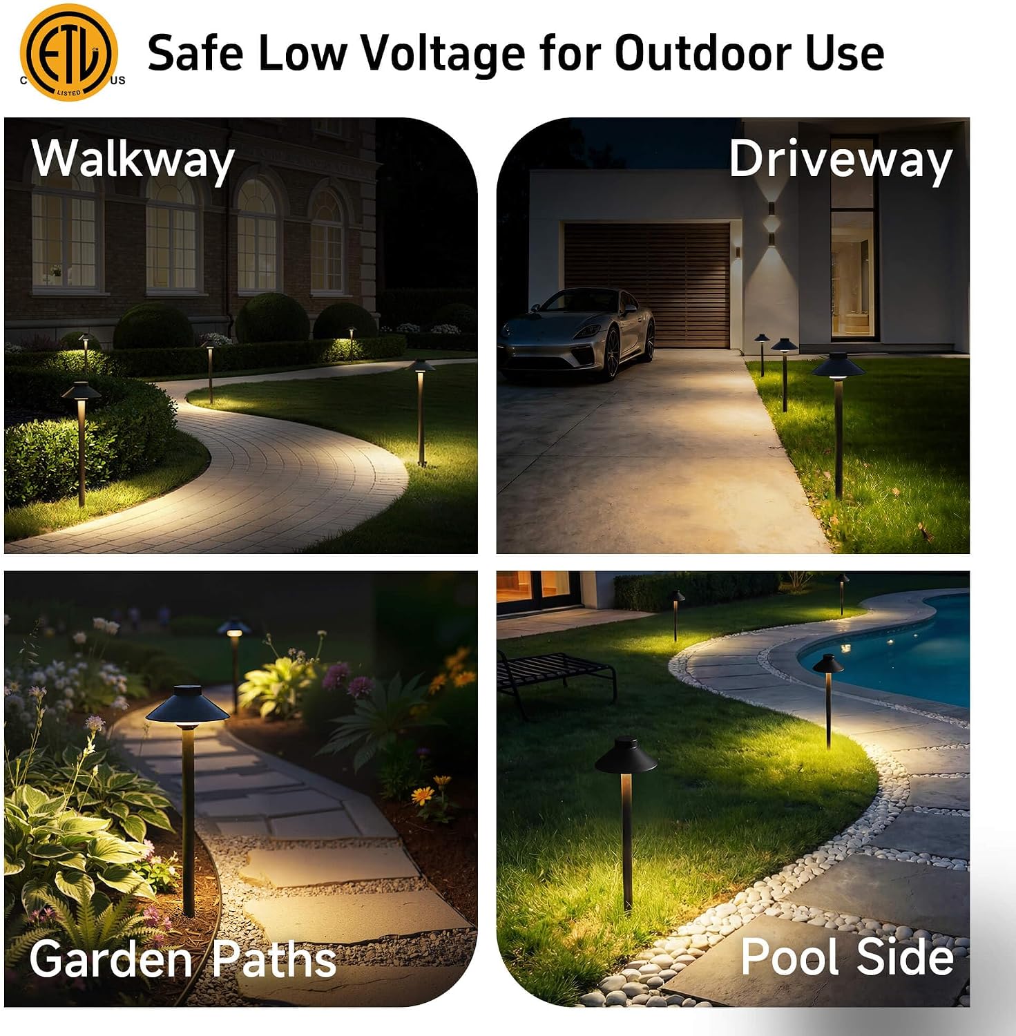 6 Pack Brass Low Voltage Path Lights