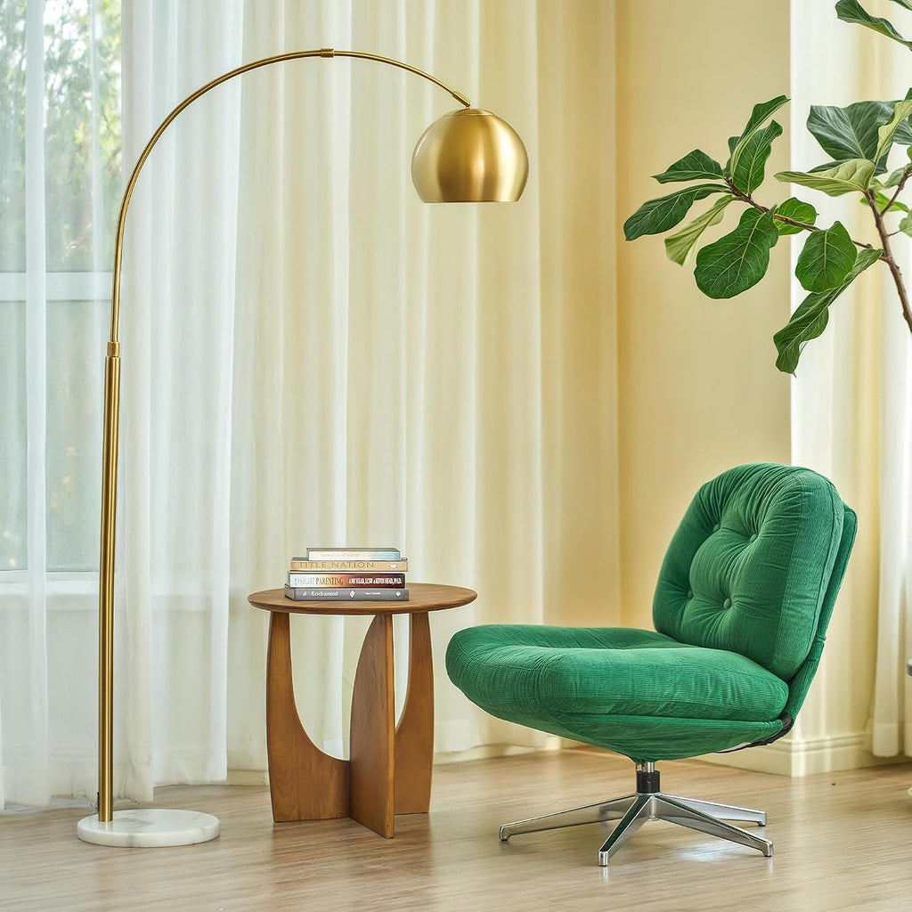 69" Gold Adjustable Arc Floor Lamp with Marble Base