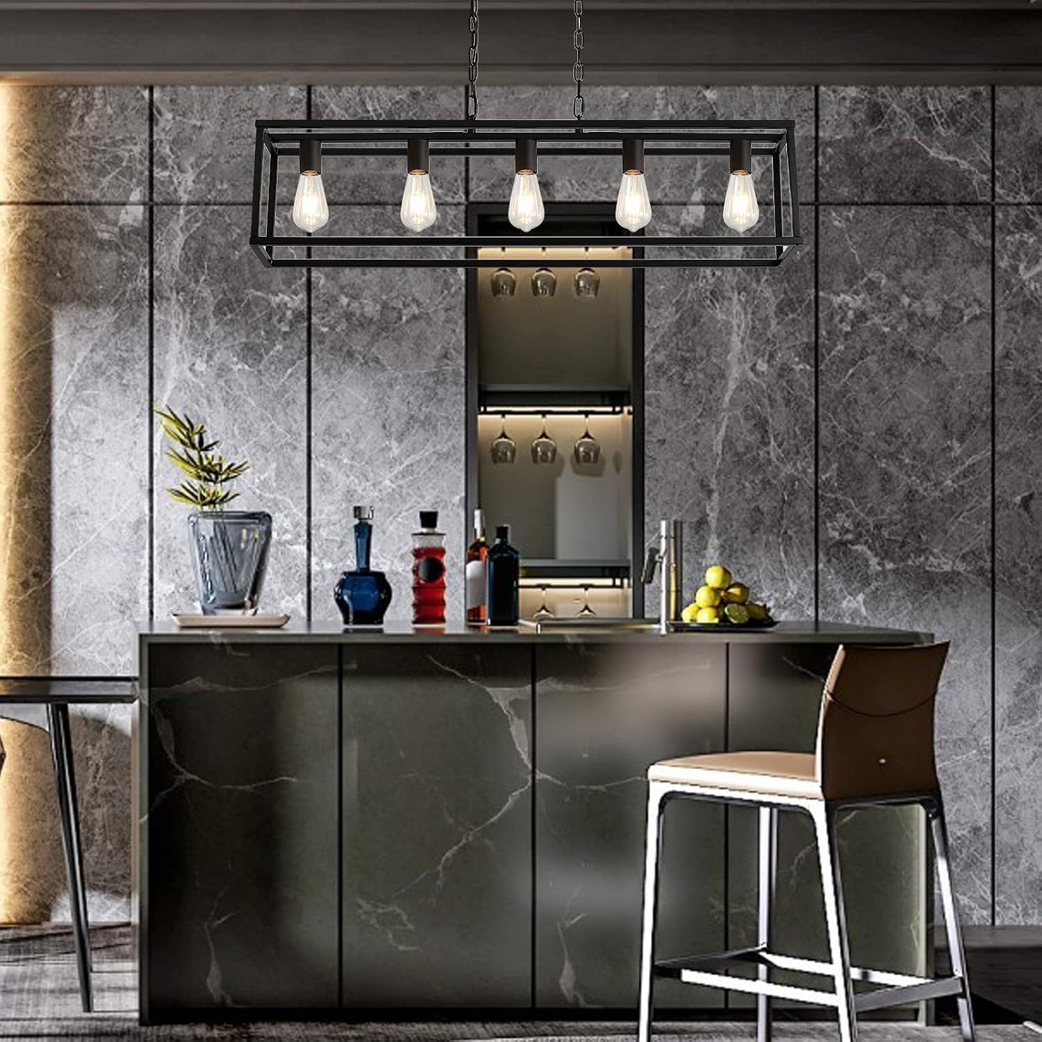 5-Light Cage Linear Pendant Light